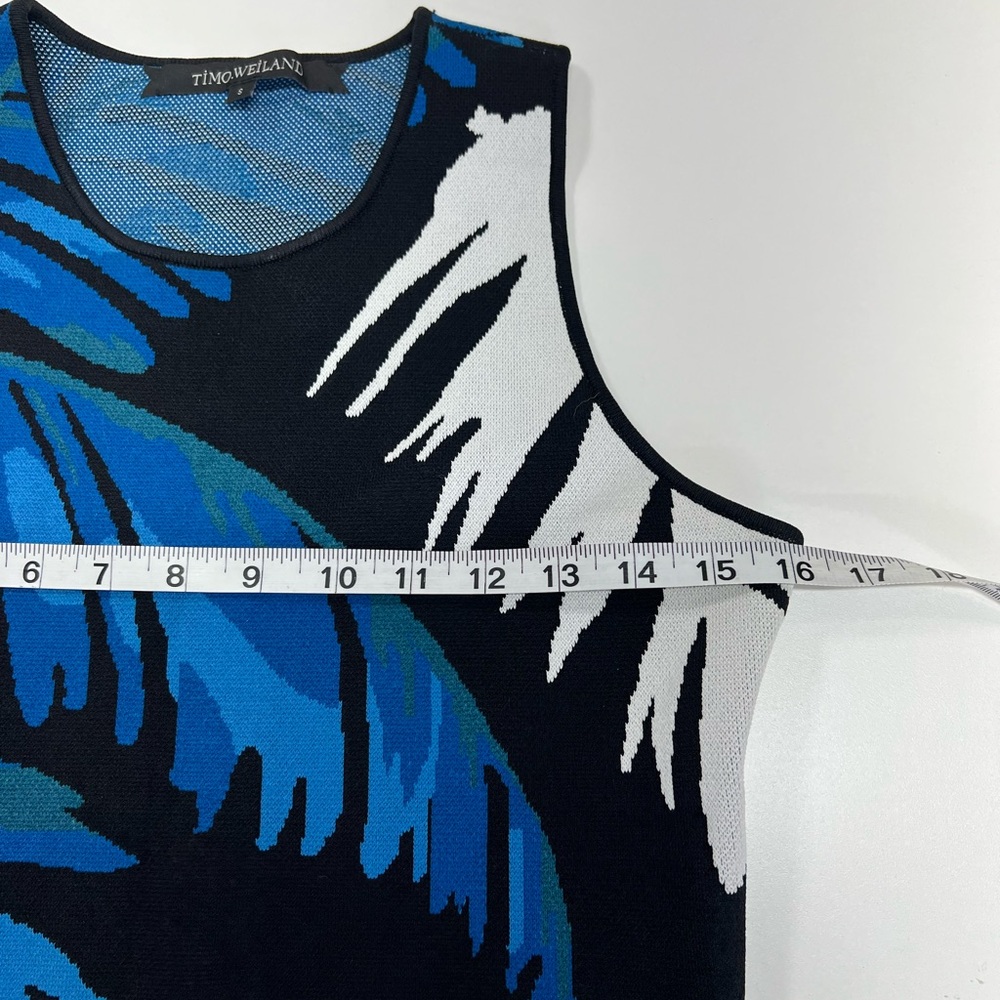 Timo Weiland Crop Top Palm Print Blue and Black Size Small - Picture 9 of 11